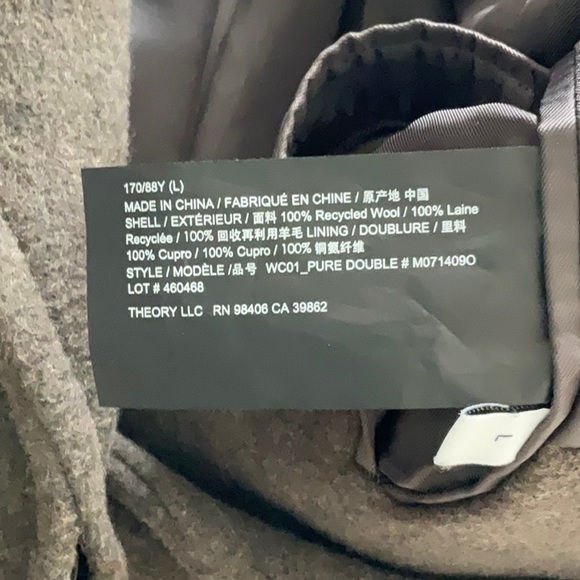 THEORY ARMY PURE DOUBLE size large new with tags 100 % Recycled wool $350 - Picture 14 of 15